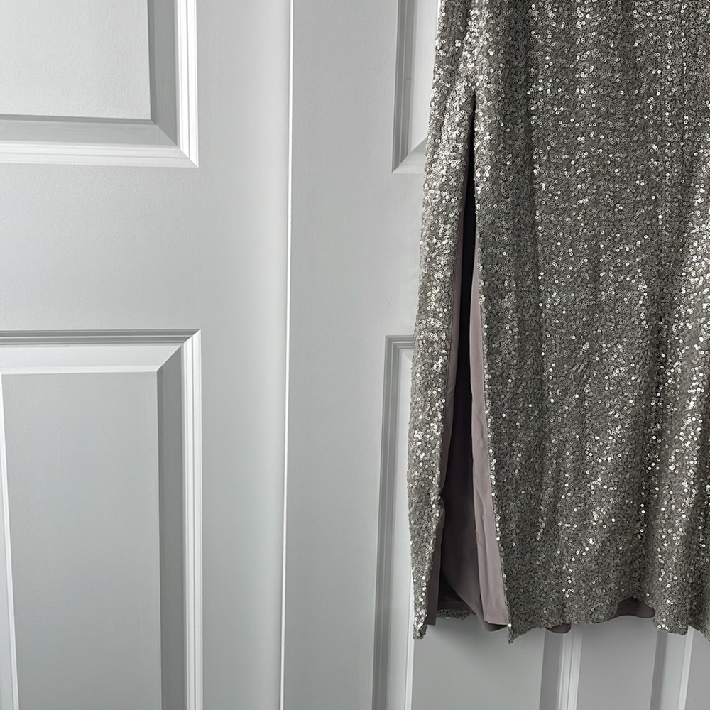 Long silver sequin dress. Lauren. Size 10. New with tags. - Picture 3 of 6